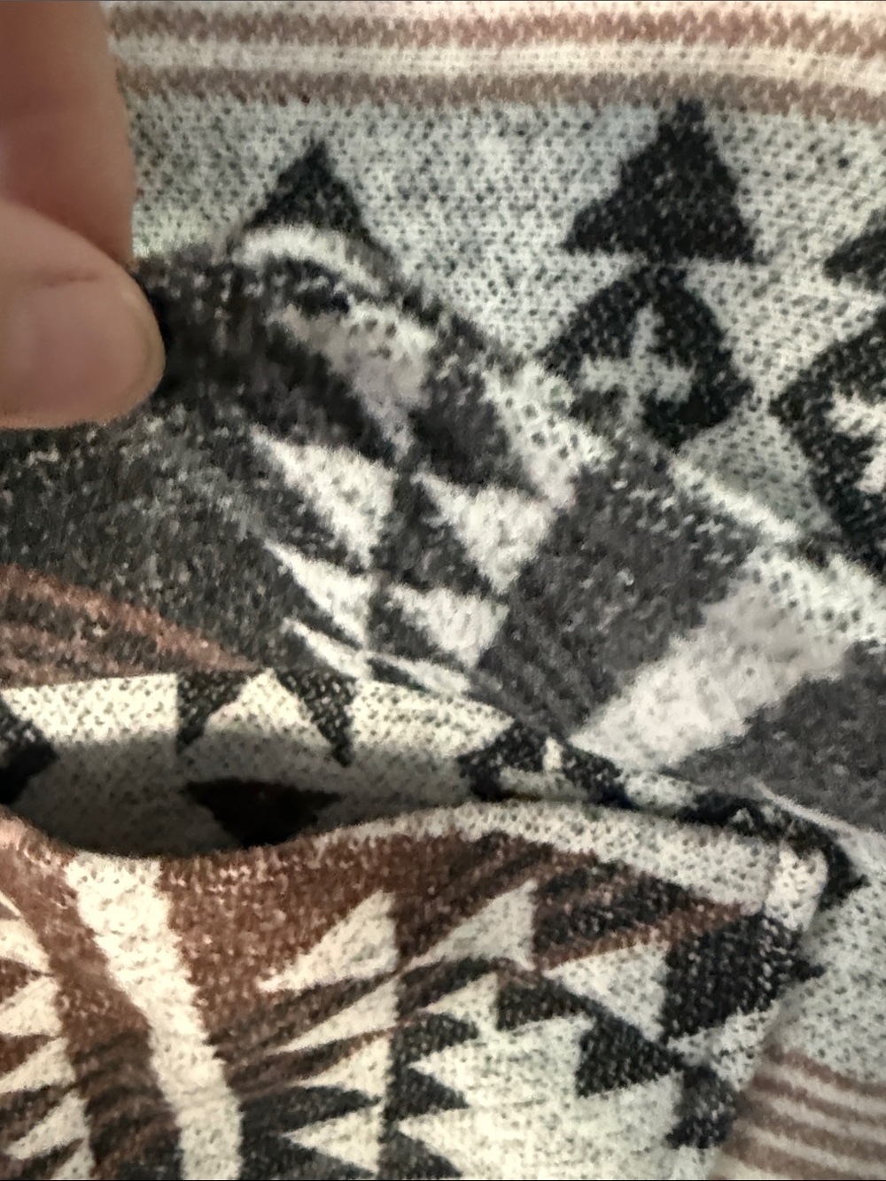 Aztec-Pattern Long Shacket in Brown & Cream - Picture 3 of 11